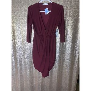 Burgundy draped dress